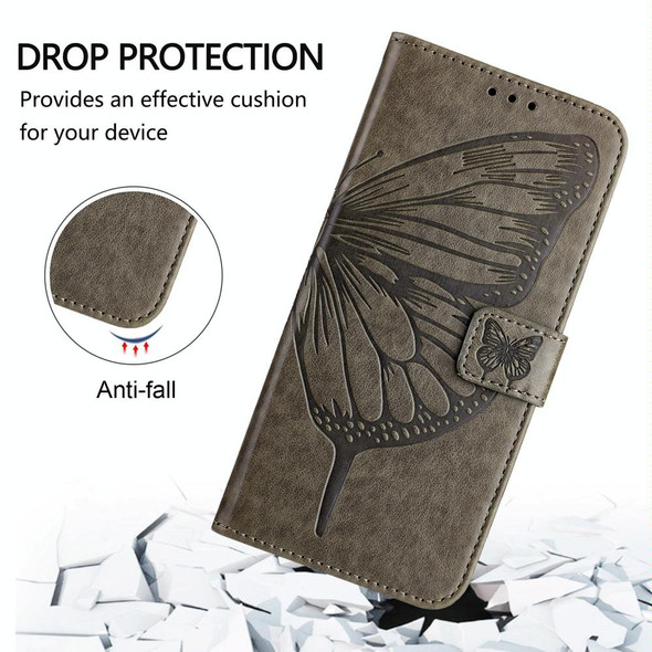 For TCL 20 R 5G Embossed Butterfly Leather Phone Case(Grey)