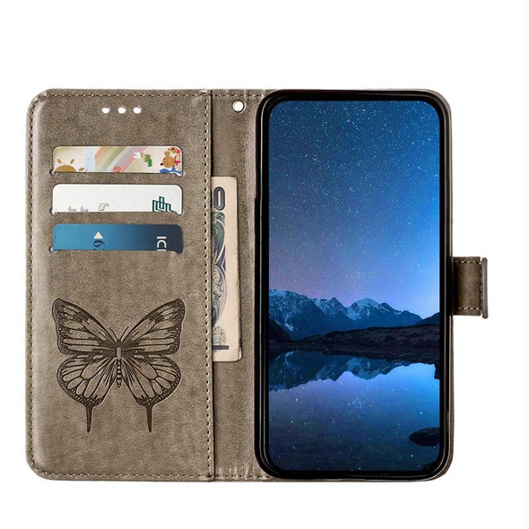 For TCL 40 R 5G Embossed Butterfly Leather Phone Case(Grey)