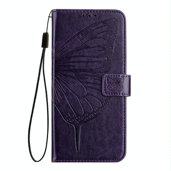 For TCL 305 / 306 / 30 SE AL02 Embossed Butterfly Leather Phone Case(Dark Purple)