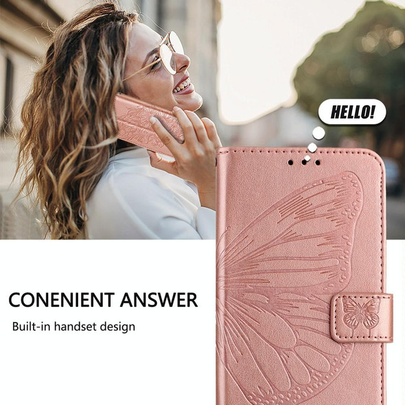 For TCL 305 / 306 / 30 SE AL02 Embossed Butterfly Leather Phone Case(Rose Gold)