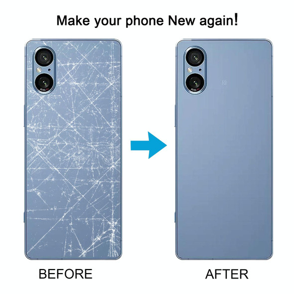 For Sony Xperia 5 V Battery Back Cover with Camera Lens Cover(Blue)