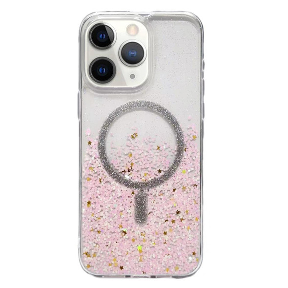 For iPhone 11 Pro Max Gradient Glitter MagSafe PC Hybrid TPU Phone Case(Gradient Pink)