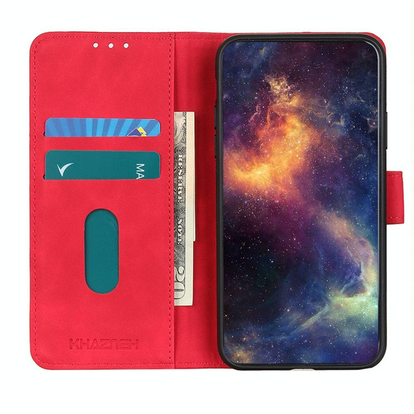 For iPhone 16 Plus KHAZNEH Retro Texture Leather Phone Case(Red)