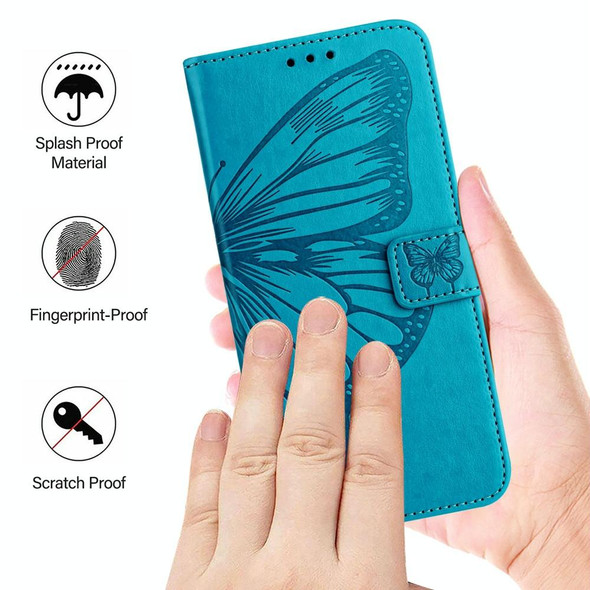 For vivo Y100 5G IDN / Y200e 5G Global Embossed Butterfly Leather Phone Case(Blue)