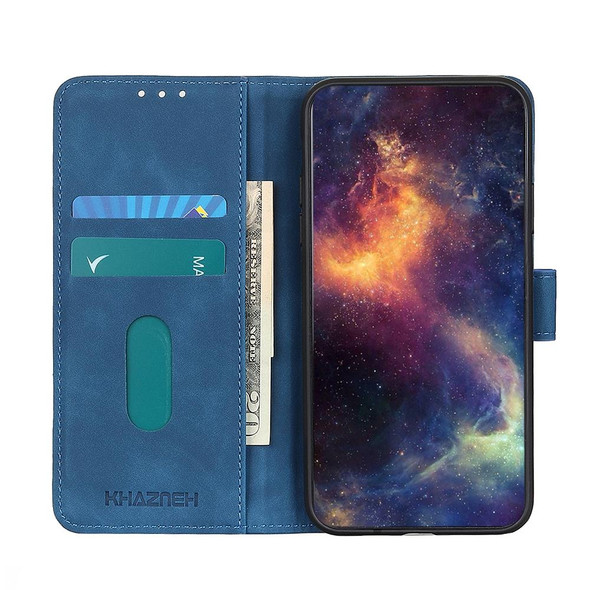For iPhone 16 Plus KHAZNEH Retro Texture Leather Phone Case(Blue)