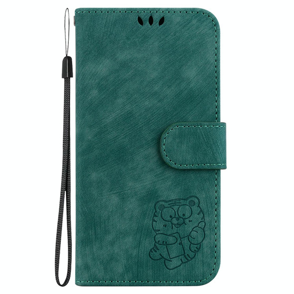 For iPhone SE 2024 Little Tiger Embossed Leather Phone Case(Green)