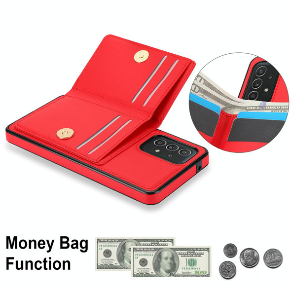 For Samsung Galaxy A72 4G/5G RFID Anti-theft Card Ring Holder Phone Case(Red)