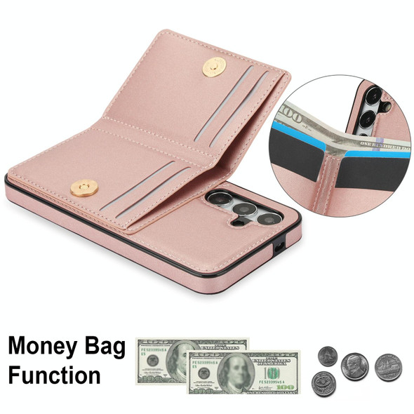 For Samsung Galaxy A15 4G/5G RFID Anti-theft Card Ring Holder Phone Case(Rose Gold)