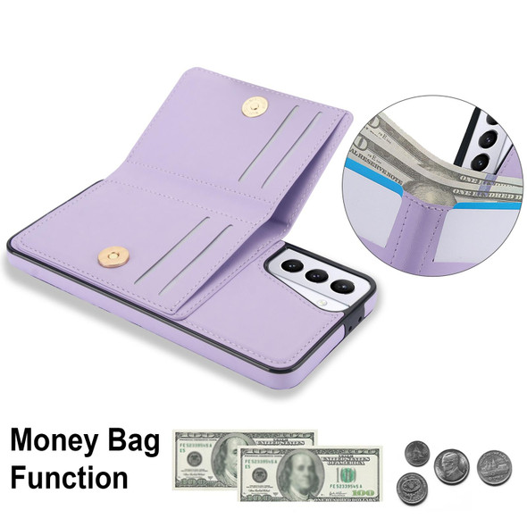 For Samsung Galaxy S21 FE 5G RFID Anti-theft Card Ring Holder Phone Case(Purple)