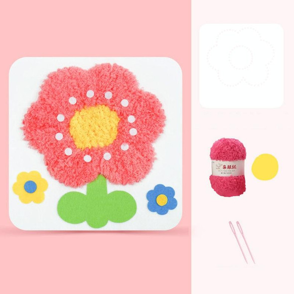 Montessori DIY Embroidery Board Kindergarten Children Cartoon Wool Stitching Material Kit, Style: Sunflower