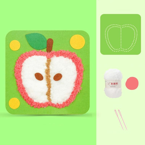 Montessori DIY Embroidery Board Kindergarten Children Cartoon Wool Stitching Material Kit, Style: Apple