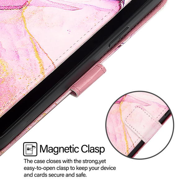 For Huawei P30 PT003 Marble Pattern Flip Leather Phone Case(LS001 Pink Purple Gold)