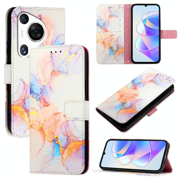 For Huawei Pura 70 Pro / 70 Pro+ PT003 Marble Pattern Flip Leather Phone Case(LS004 Marble White)