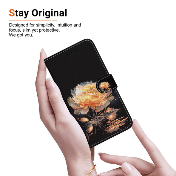 For Samsung Galaxy Xcover7 Crystal Texture Colored Drawing Leather Phone Case(Gold Peony)