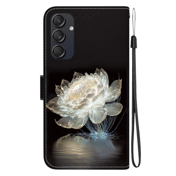 For Samsung Galaxy M55 Crystal Texture Colored Drawing Leather Phone Case(Crystal Peony)