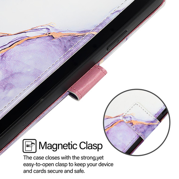 For Samsung Galaxy M54 5G Global / F54 5G PT003 Marble Pattern Flip Leather Phone Case(White Purple)