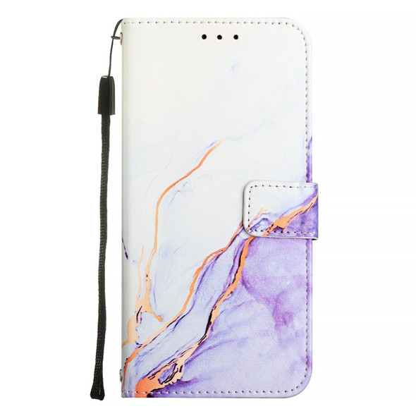 For Samsung Galaxy A10 / M10 EU PT003 Marble Pattern Flip Leather Phone Case(White Purple)