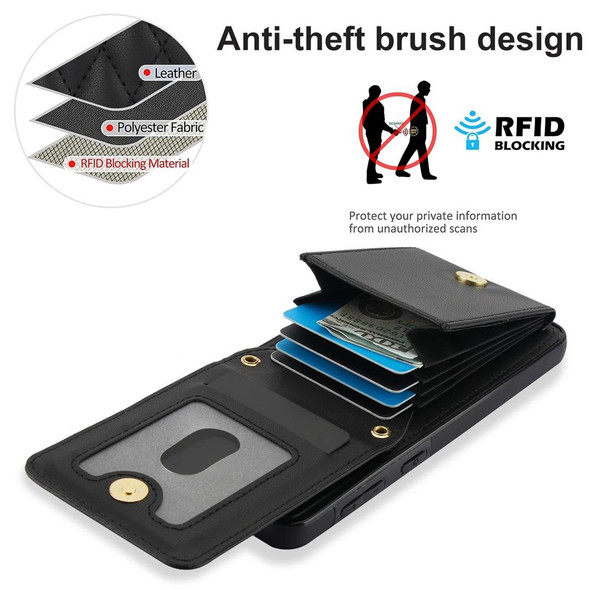 For Samsung Galaxy S21+ 5G YM015 Crossbody Rhombic Card Bag RFID Phone Case(Black)