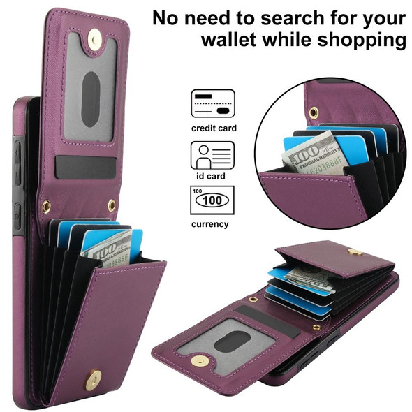 For Samsung Galaxy S21 5G YM015 Crossbody Rhombic Card Bag RFID Phone Case(Dark Purple)