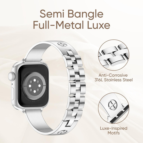 For Apple Watch Series 2 42mm Cross Bracelet Stainless Steel Watch Band(Silver)