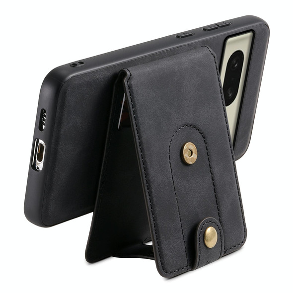 For Google Pixel 8 Denior D14 NK Retro Pattern MagSafe Magnetic Card Holder Leather Phone Case(Black)