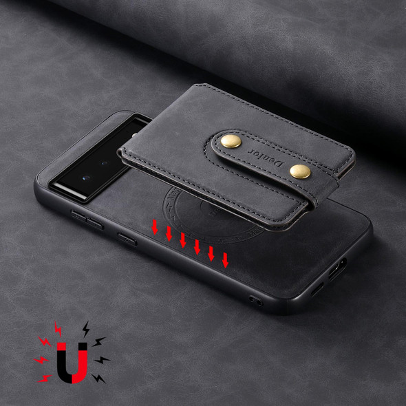 For Google Pixel 6 Denior D14 NK Retro Pattern MagSafe Magnetic Card Holder Leather Phone Case(Black)