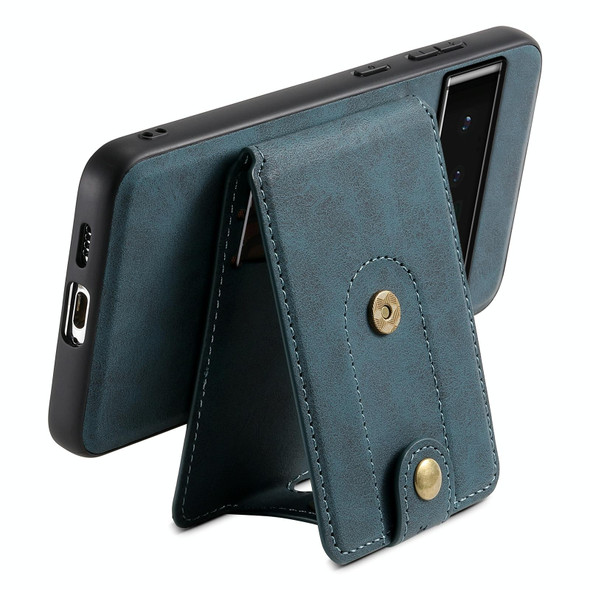For Google Pixel 6 Pro Denior D14 NK Retro Pattern MagSafe Magnetic Card Holder Leather Phone Case(Blue)