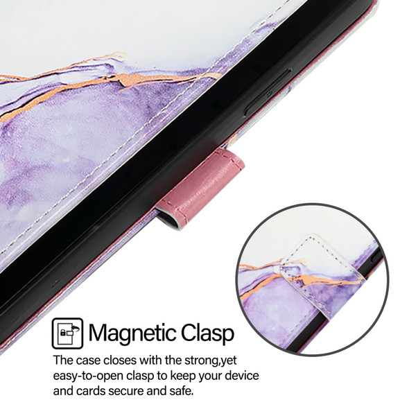 For TCL 50 SE PT003 Marble Pattern Flip Leather Phone Case(White Purple)