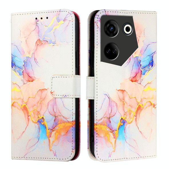 For Tecno Camon 20 / 20 Pro 4G PT003 Marble Pattern Flip Leather Phone Case(Galaxy Marble White)