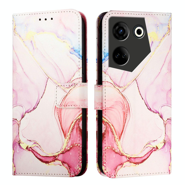 For Tecno Camon 20 / 20 Pro 4G PT003 Marble Pattern Flip Leather Phone Case(Rose Gold)