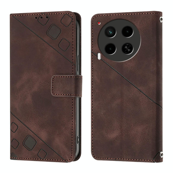 For Tecno Camon 30 4G / 5G Skin Feel Embossed Leather Phone Case(Brown)