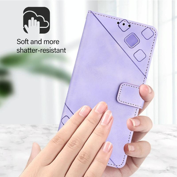 For Tecno Pova 5 Pro 5G Skin Feel Embossed Leather Phone Case(Light Purple)