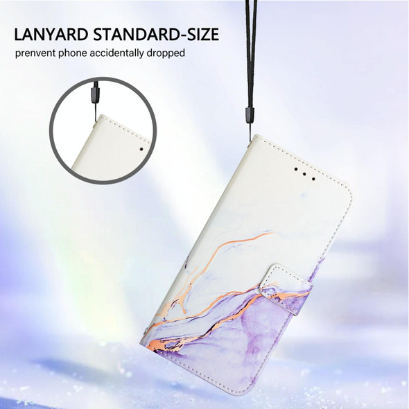 For Google Pixel 5a PT003 Marble Pattern Flip Leather Phone Case(White Purple)