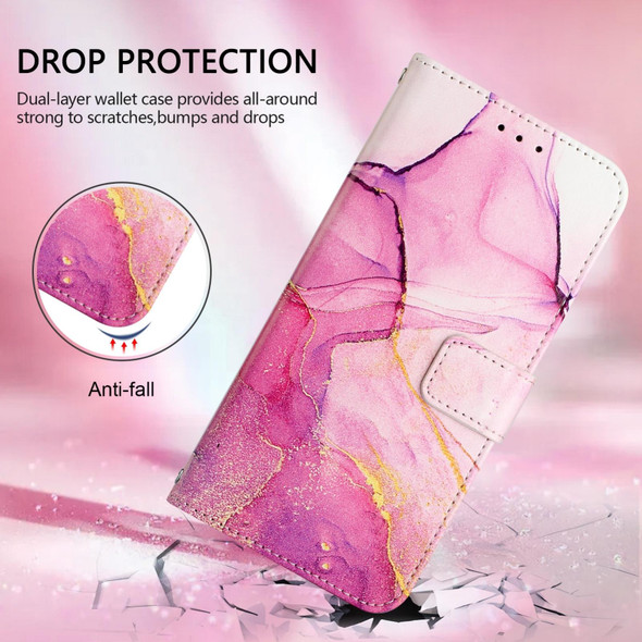 For Google Pixel 5 XL / 4a 5G PT003 Marble Pattern Flip Leather Phone Case(Pink Purple Gold)