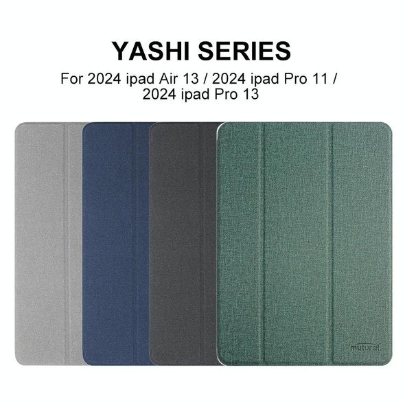 For iPad Pro 11 2024 Mutural YASHI Series Tablet Leather Smart Case(Grey)