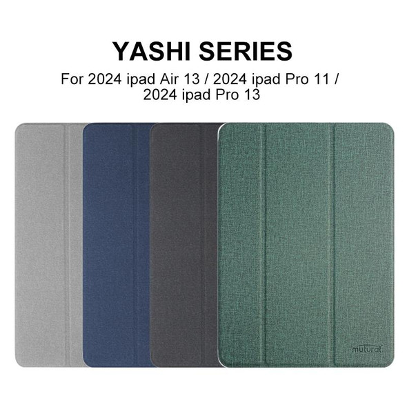 For iPad Air 13 2024 Mutural YASHI Series Tablet Leather Smart Case(Black)