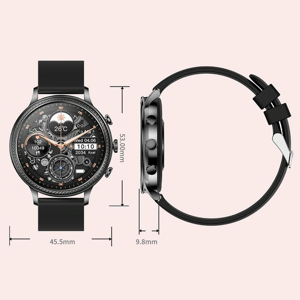 V60 1.39 Inch Health Monitoring Multifunctional Waterproof Bluetooth Call Smart Watch, Color: Black Steel