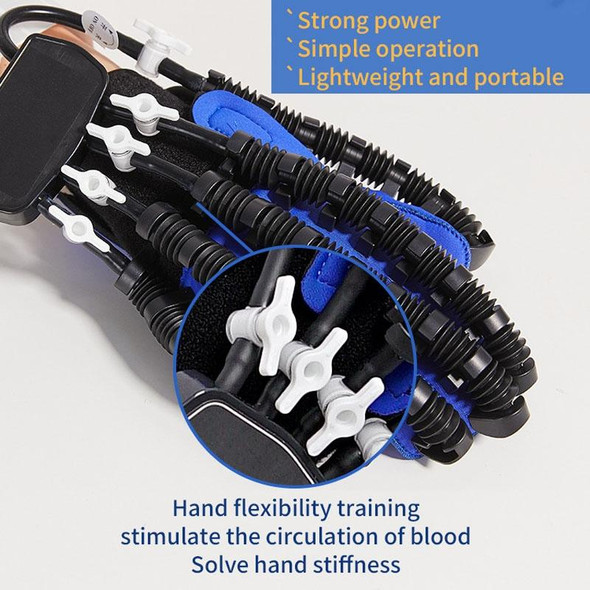 Intelligent Robot Split Finger Training Rehabilitation Glove Equipment With US Plug Adapter, Size: XXL(Blue Left Hand)