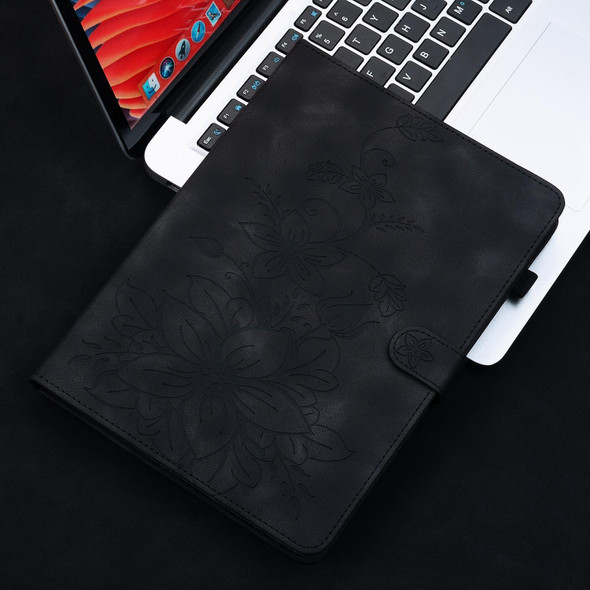 For iPad mini 6 Lily Embossed Leather Smart Tablet Case(Black)
