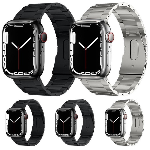 For Apple Watch SE 2022 44mm PG63 Three-Bead Protrusion Titanium Metal Watch Band(Black)