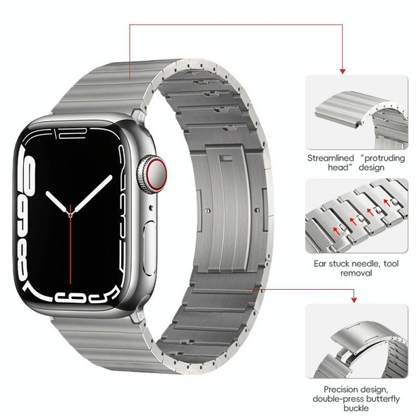 For Apple Watch SE 40mm PG65 Single Bead Bamboo Joint Spring Bars Titanium Metal Watch Band(Silver)