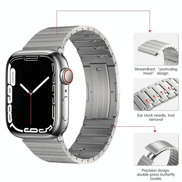 For Apple Watch 42mm PG65 Single Bead Bamboo Joint Spring Bars Titanium Metal Watch Band(Silver)