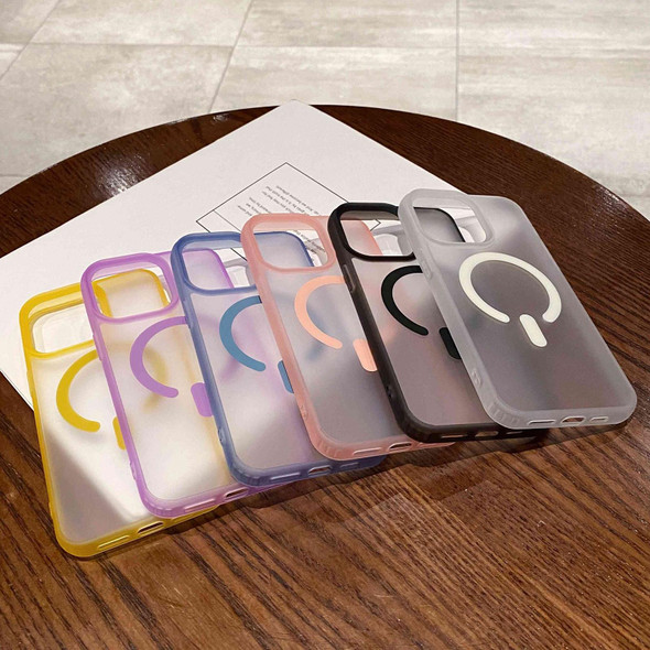 For iPhone 15 Dual-Side Frosted MagSafe Clear Phone Case(Purple)