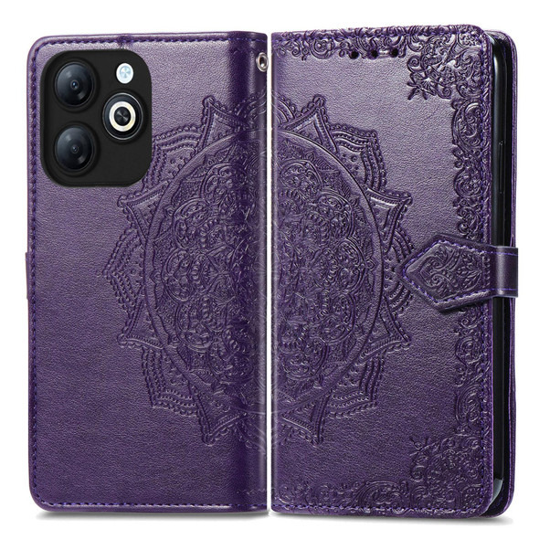 For Infinix Smart 8 Mandala Flower Embossed Leather Phone Case(Purple)