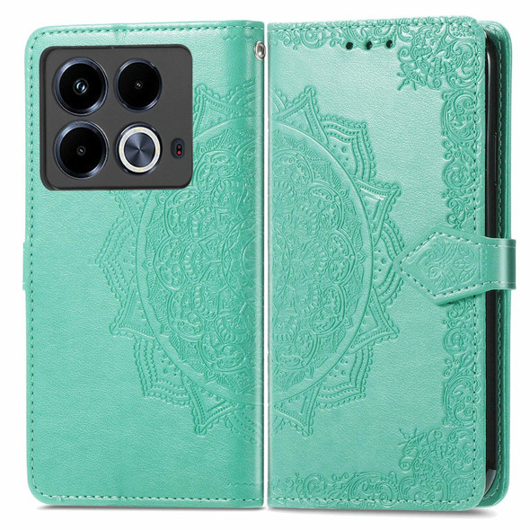 For Infinix Note 40 Mandala Flower Embossed Leather Phone Case(Green)