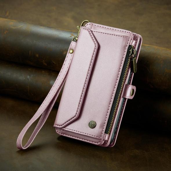 For iPhone XR CaseMe C36 Card Slots Zipper Wallet RFID Anti-theft Leather Phone Case(Pink)