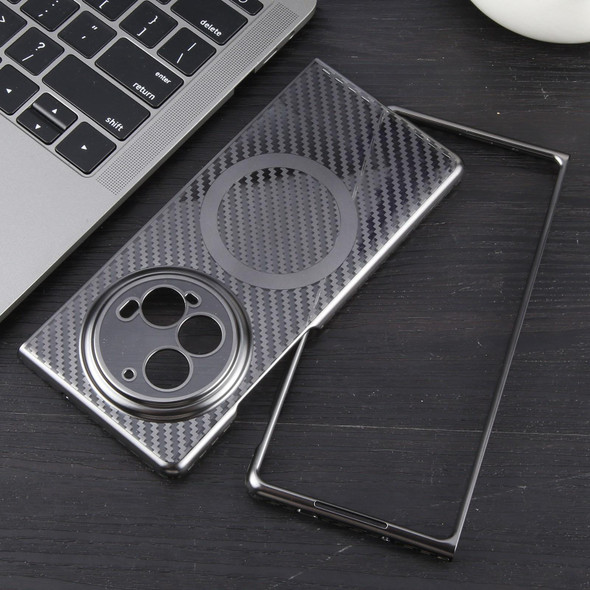 For vivo X Fold3 Pro 6D Plated Carbon Fiber Clear Magsafe PC Phone Case(Titanium Grey)