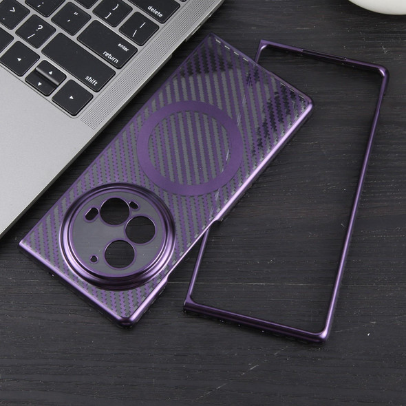 For vivo X Fold3 Pro 6D Plated Carbon Fiber Clear Magsafe PC Phone Case(Aurora Purple)