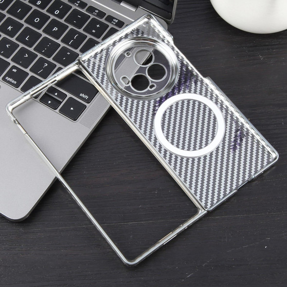 For vivo X Fold3 Pro 6D Plated Carbon Fiber Clear Magsafe PC Phone Case(Starlight Silver)