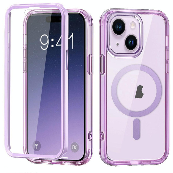 For iPhone 15 2 in 1 Colorful Magnetic PC + TPU Phone Case(Light Purple)